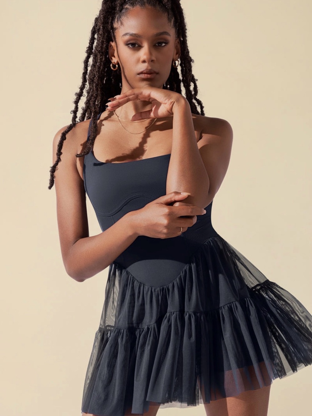 Popflex Corset Pirouette Dress in Smokey Navy